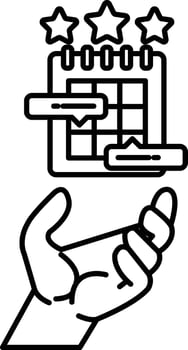 hand holding a calendar with stars on it vector