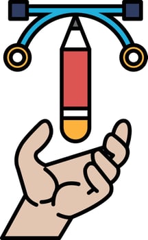 A hand holding a pencil and a red pen vector