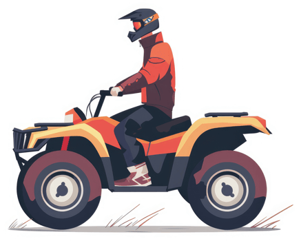 A person on an all-terrain vehicle, ready for an adventure. png