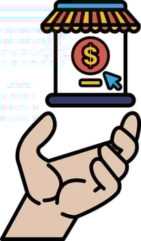 A hand holding a dollar sign vector