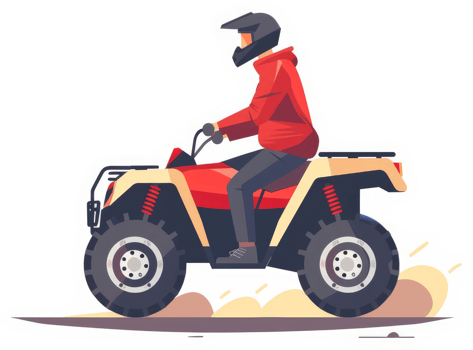 A person on an all-terrain vehicle enjoying an off-road adventure. png