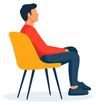 A person seated in a modern yellow chair, profile view. png