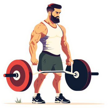 A muscular man performs a heavy barbell deadlift. png