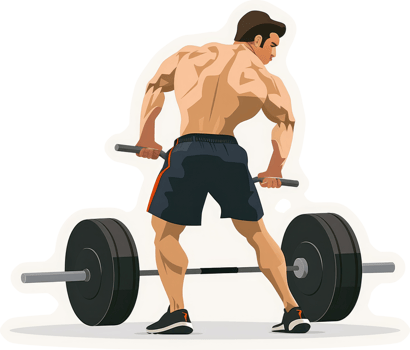 A muscular man lifting a barbell, showcasing strength and fitness. png