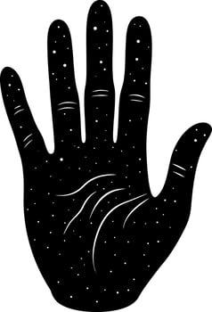 Celestial Hand Silhouette Mystical Palmistry, Cosmic Starfield, UniverseInspired Design vector