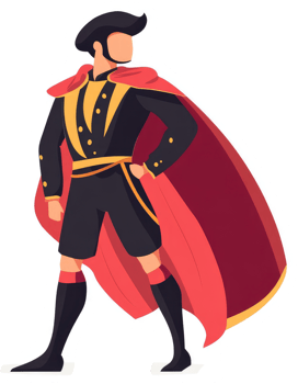 A courageous matador in regal attire, ready for the bullring. png