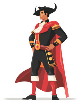 A confident spanish bullfighter in traditional costume. png