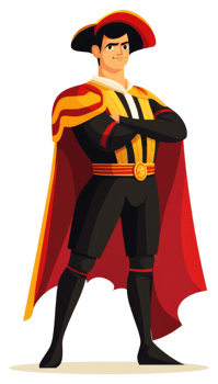 A confident spanish bullfighter in traditional attire. png