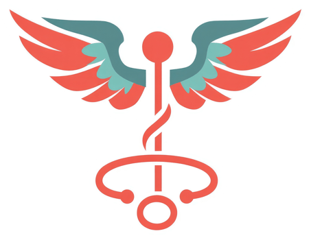 A stylized medical symbol with outstretched wings. png