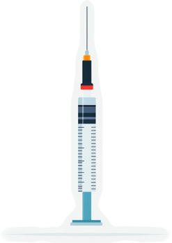 A medical syringe with a needle and graduated markings. png