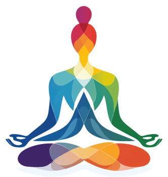 Colorful abstract representation of a person in a yoga pose. png