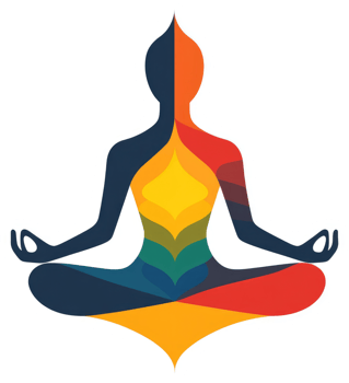 Colorful meditation figure in a yoga pose. png