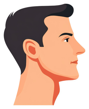 Profile view of a man's head and neck. png
