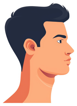 Profile view of a light-skinned man's head and neck. png