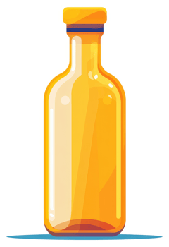 A vibrant yellow glass bottle with a simple design. png