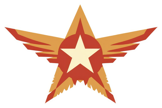 A stylized star emblem with outstretched wings. png