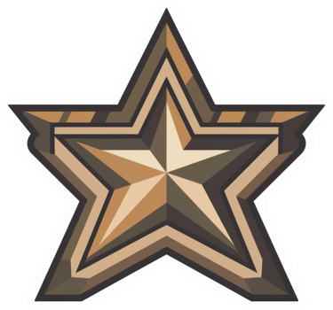 A stylized, multi-layered, brown star graphic design. png