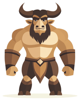 A cartoon depiction of a mighty mythological bull-man. png