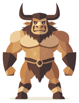A cartoon depiction of the minotaur, a mythical creature. png