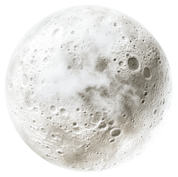 A detailed depiction of the moon's surface with craters and a hazy atmosphere. png