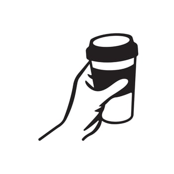 design of hand with coffee cup silhouette vector