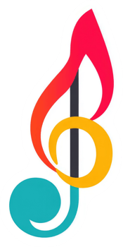 A colorful graphic design of a treble clef. png