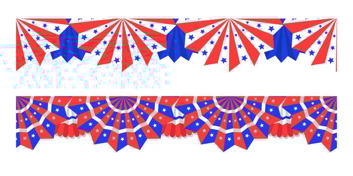Seamless header Bunting American flags for July 4 vector