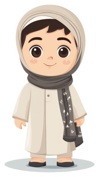 A young person in traditional islamic clothing. png