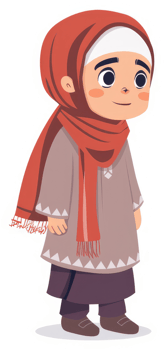 A young girl wearing traditional clothing, likely from a muslim culture. png