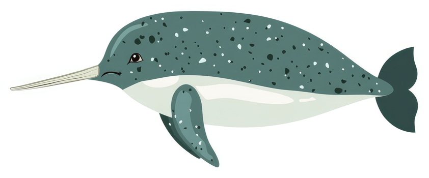 A cartoon illustration of a narwhal. png