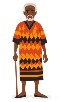 Elderly person in traditional African attire. png