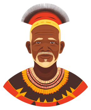 Portrait of a traditional tribal elder with elaborate headdress and ornaments. png