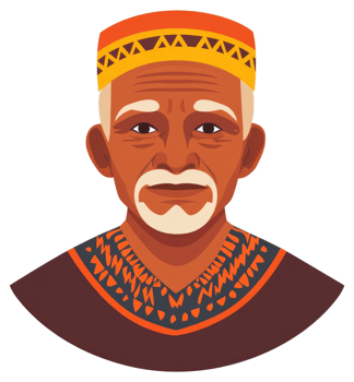 Portrait of a wise elder in traditional tribal attire. png
