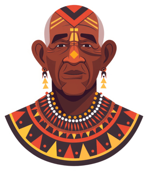 Illustration of an elderly african tribal leader. png