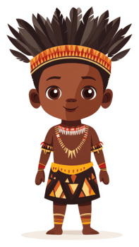 A young person wearing traditional tribal clothing and adornments. png