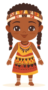 A young girl in traditional aboriginal attire. png