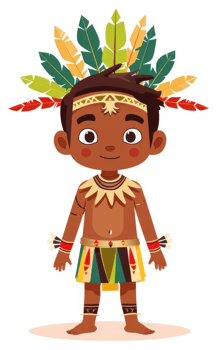 A young boy wearing traditional tribal clothing. png