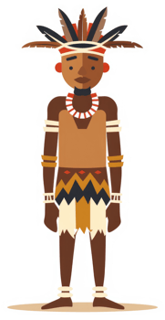 An illustration of a person in traditional tribal clothing. png