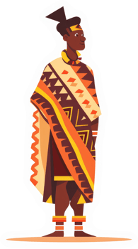 An illustration of a person in traditional african attire. png