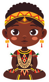 A young girl in traditional tribal attire, showcasing cultural patterns. png
