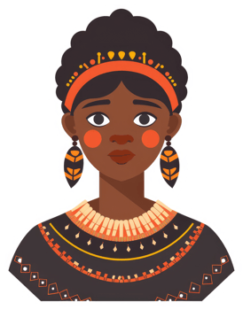 A stylized illustration of a woman adorned in traditional African attire. png