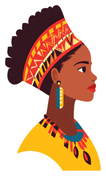 A vibrant portrait of an african woman in traditional attire. png
