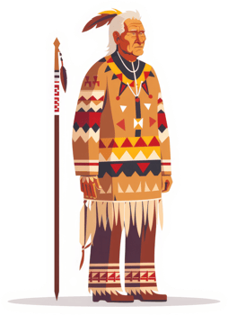 Illustration of a Native American elder in traditional attire. png