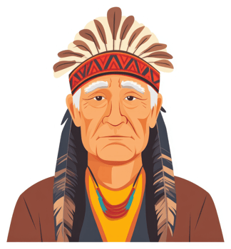 A portrait of a Native American elder. png