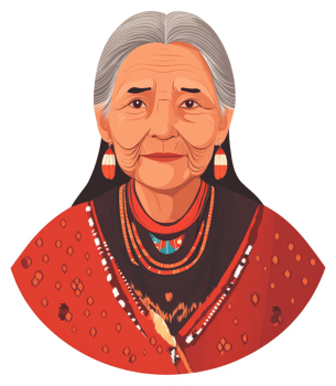 Portrait of a respected indigenous woman. png