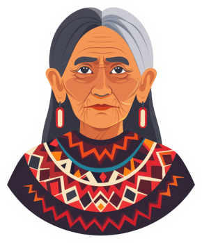 Portrait of an indigenous elder woman in traditional attire. png