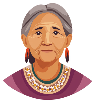 Portrait of a wise elder woman in traditional attire. png