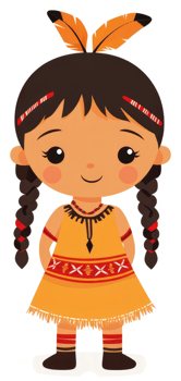 A cheerful native american girl in traditional dress. png