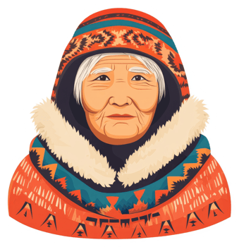 Portrait of an Indigenous Elder in Traditional Arctic Clothing. png