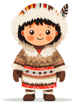 A child in traditional arctic clothing. png